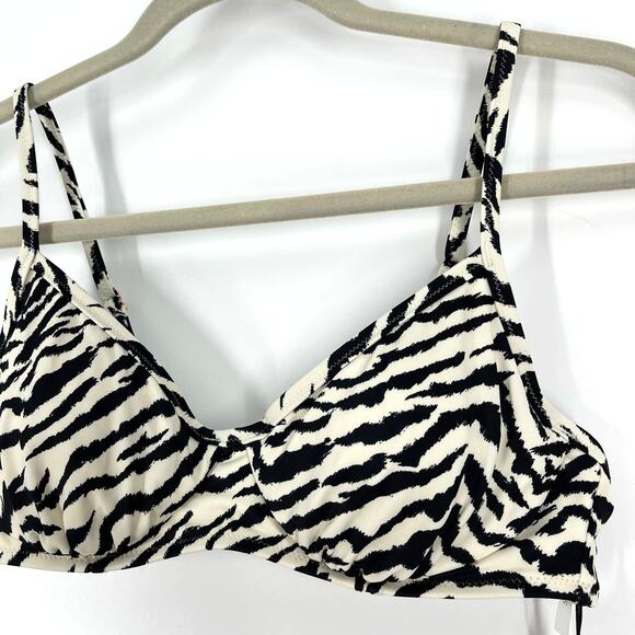 Shade & Shore Bathing Suit Bikini Top Size 34B Zebra Print Black NWT - Picture 2 of 6